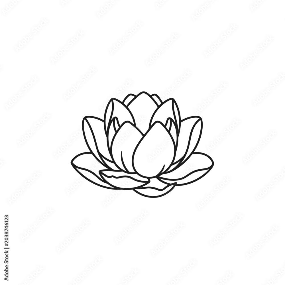 Obraz premium Elegant lotus flower outline illustration for design and decoration