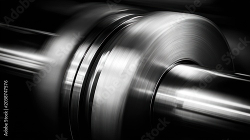 Industrial machinery processing metal sheet abstract monochrome image