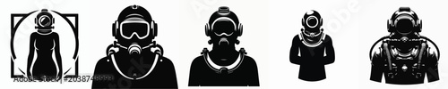Schilderij op canvas Vector silhouette of person using diving suit