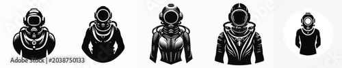 Foto Vector silhouette of person using diving suit