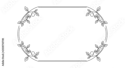 Floral wreath border design element.
