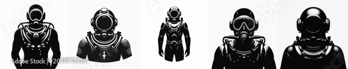 Принти на полотні Vector silhouette of person using diving suit