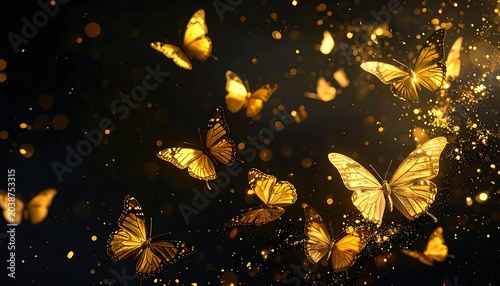 Golden butterflies ascend