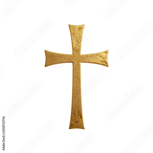 Gold Cross Pendant Isolated on Transparent Background