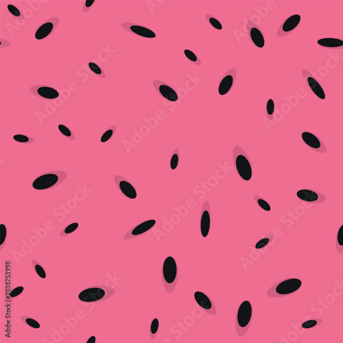 Seamless pattern background with watermelon seeds on pink