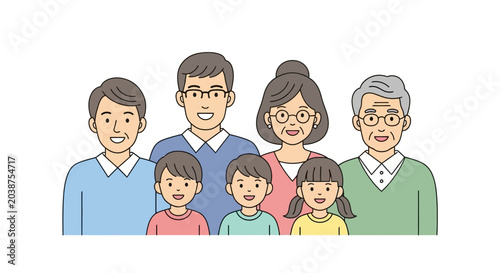 Foto Happy multigenerational family portrait with grandparents parents and children