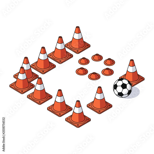 Tableau sur toile Traffic cones in a circle formation.