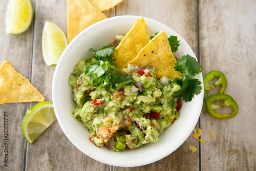 Traditional guacamole in a bowl