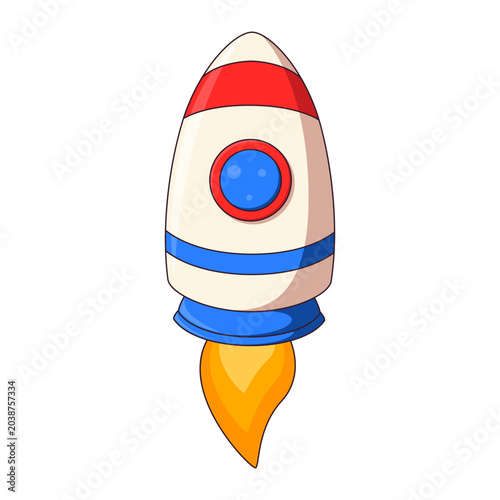 Cartoon space rocket ship taking off