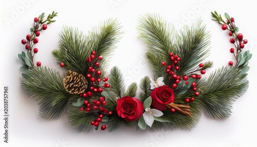 A Flower Crown With Pine Needles And Red Berries Transparent Background