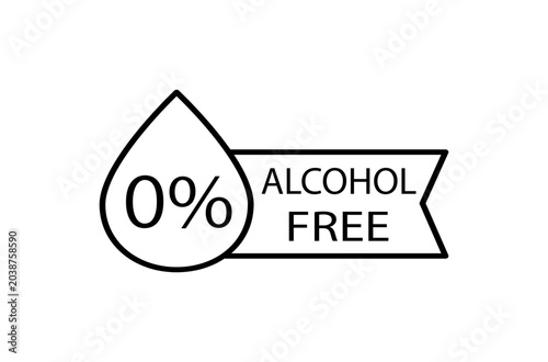 Foto アルコール０％のしずく型アイコン付きラベル
