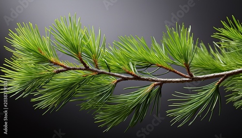 A Slender Pine Branch Featuring Vibrant Light Green New Growth Captured In Extreme Close Up Detail Against A Transparent Background Emphasizing Natural Renewal Atmosphere