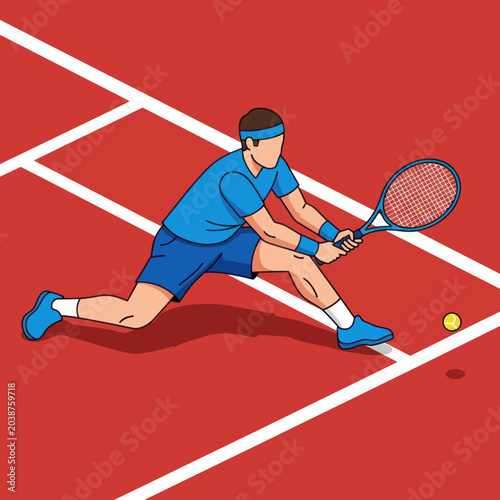 Tableau sur toile Man playing tennis on court surface.