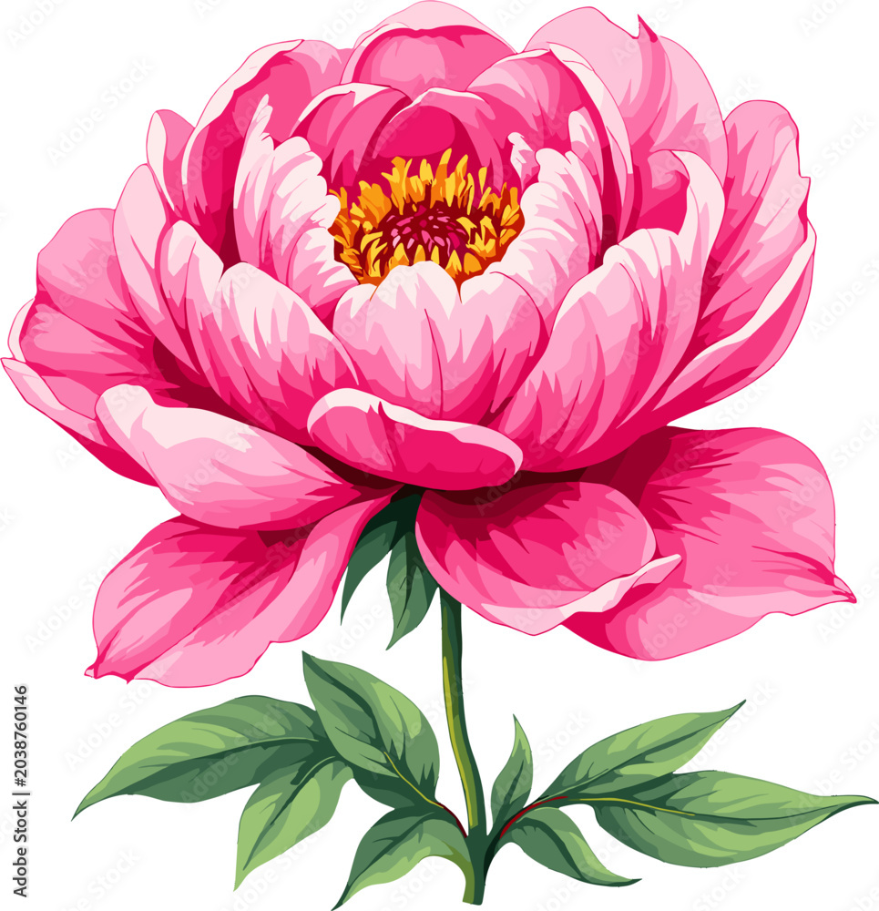 Obraz premium Large blooming pink peony flower with layered petals for botanical illustrations wedding invitations greeting cards floral branding and elegant decorative designs isolated on transparent background