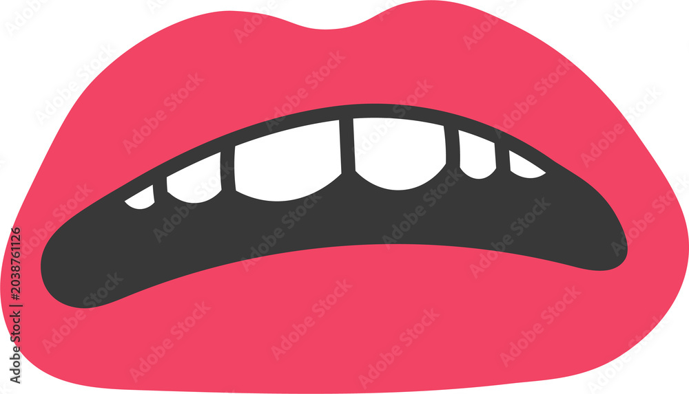 Fototapeta premium smiling lips mouth teeth illustrarion