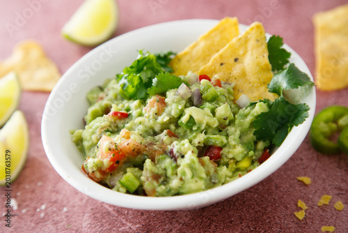 Traditional guacamole in a bowl