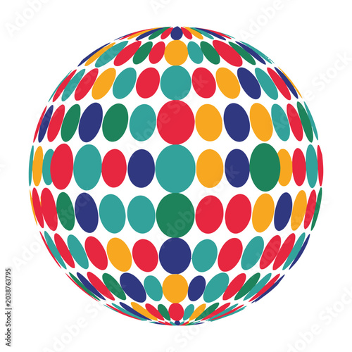 Colorful polka dot ball on white background