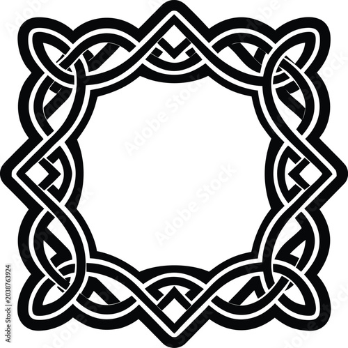 Bild auf Leinwand Black and white square celtic knot frame Vector, illustration