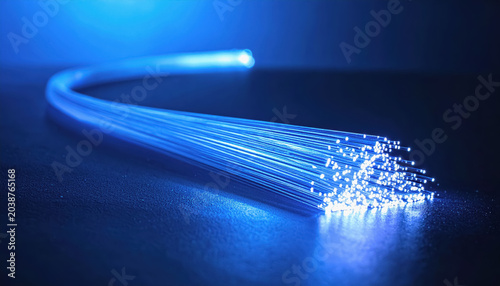 Fiber optic cables flowing out of a futuristic portal, with vibrant rainbow colors