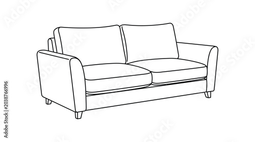 Foto Two seater sofa line drawing on a white background