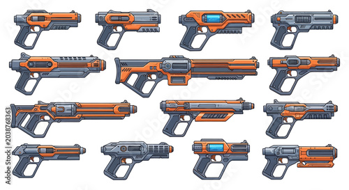 Φωτογραφία Sci-Fi Blaster Weapon Icon Set