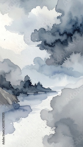 Cloudy Sky Watercolor.