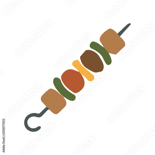 Colorful skewer with meat and vegetables.