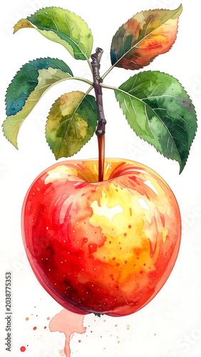 Apple fruit with watercolor.