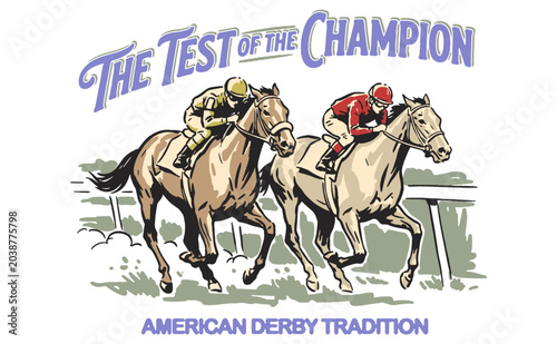 Foto Vintage American Derby Tradition Horse Racing Illustration