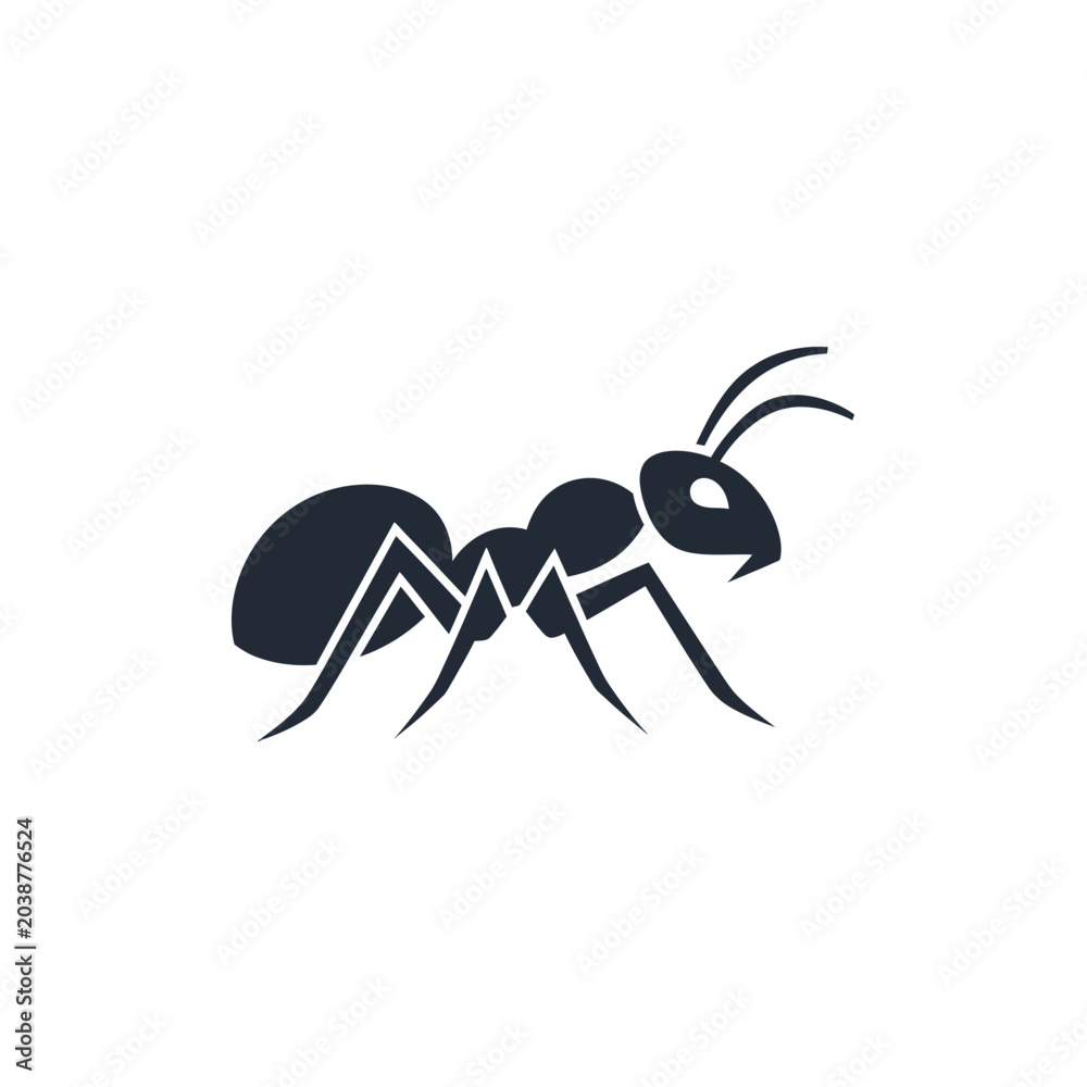Fototapeta premium Stylized black ant silhouette on a clean white background design element