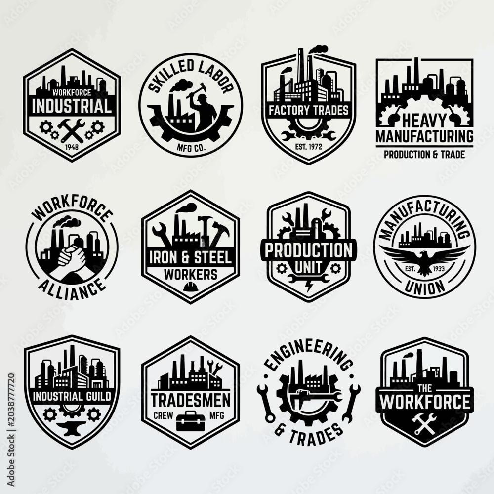 Fotografie Industrial manufacturing logo designs.