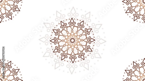 Mandala Golden Background Floral pattern. A captivating design featuring 4 intricate golden mandalas, perfect for adding a touch of luxury and elegance to any project 4K Motion Graphics isolated on An