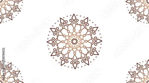 Mandala Golden Background Floral pattern. A captivating design featuring 4 intricate golden mandalas, perfect for adding a touch of luxury and elegance to any project 4K Motion Graphics isolated on An