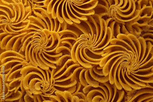 neatly placed pasta spirals