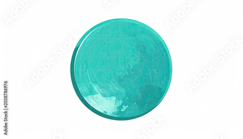 A single, vibrant turquoise blue circle with subtle texture and reflections.