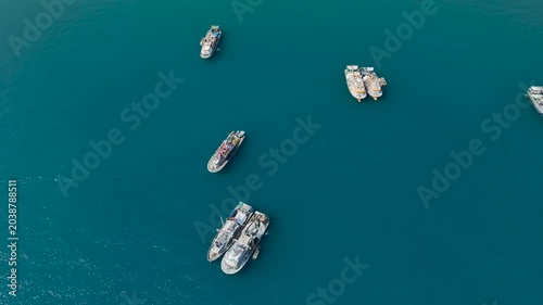 Aerial Video of commercial fishing boats at sea