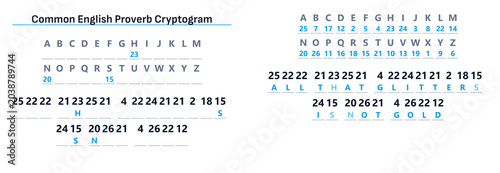 Bild auf Leinwand Commonly Used Proverb Cryptogram in English with Numerical Codes