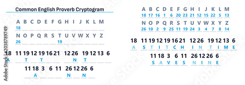 Tableau sur toile Educational Cryptogram Puzzle Featuring Common English Proverb