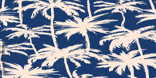 Fotografía Tropical pattern with freehand drawn palm trees
