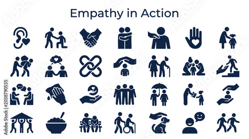 Foto Empathy in action conceptual icons depicting care compassion kindness helping su