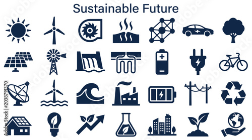 Εκτύπωση καμβά Sustainable future concepts with renewable energy, clean technology, and environ