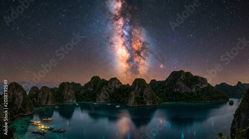 Night Sky Milky Way over Water.