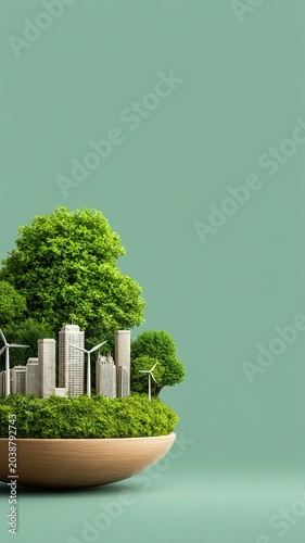 Sustainable finance esg investing green city wind energy sustainable finance esg investing green city wind energy concept with miniature skyline