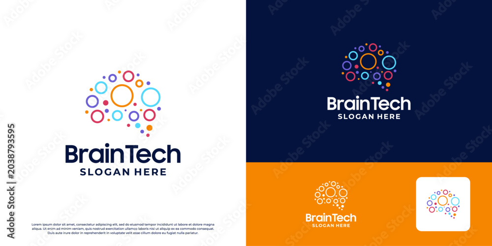 Fototapeta premium artificial intelligence brain logo, Smart brain, digital brain, brain tech logo