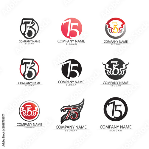number 75 icon set logo design vector