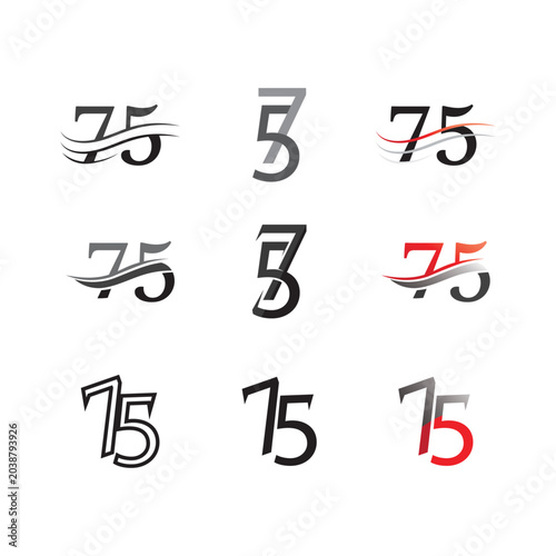 number 75 icon set logo design vector