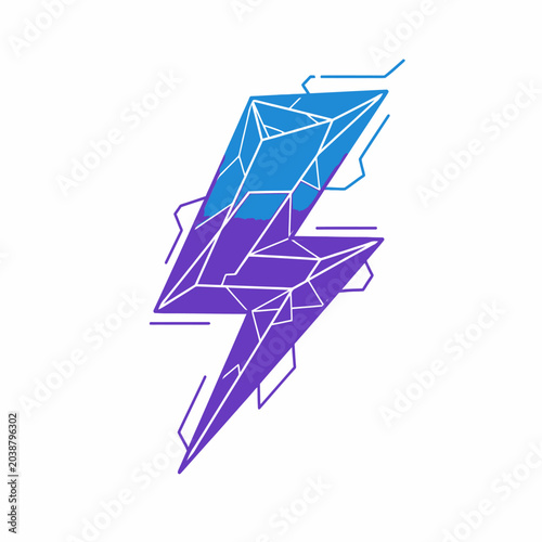 Geometric lightning bolt illustration on white background vector design