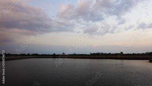 murky, flowing irrigation river water, landscape dam water 