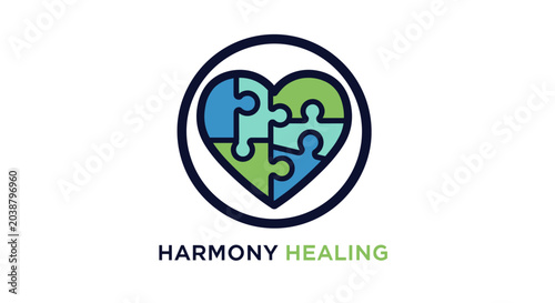 Foto Heart shaped puzzle pieces logo for harmony healing.
