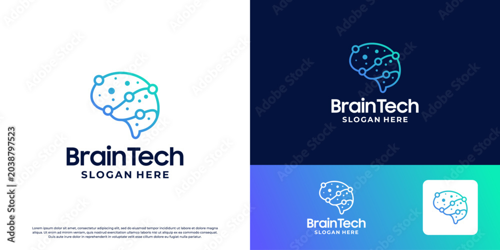 Fototapeta premium Smart digital brain logo design template